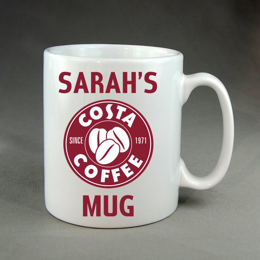 Customised Novelty Gift Set Personalised Costa Coffee Theme Mug & Coaster
